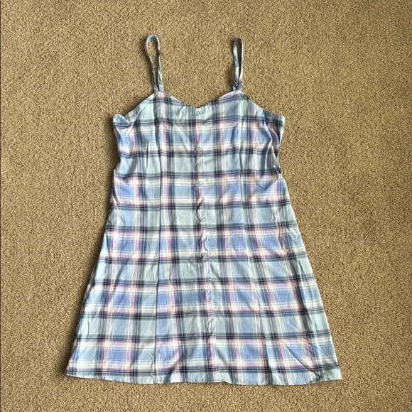 296 NWT Art Class Girl’s Button Front Spaghetti Strap Plaid Dress -Size: XL (14) - Picture 2 of 5